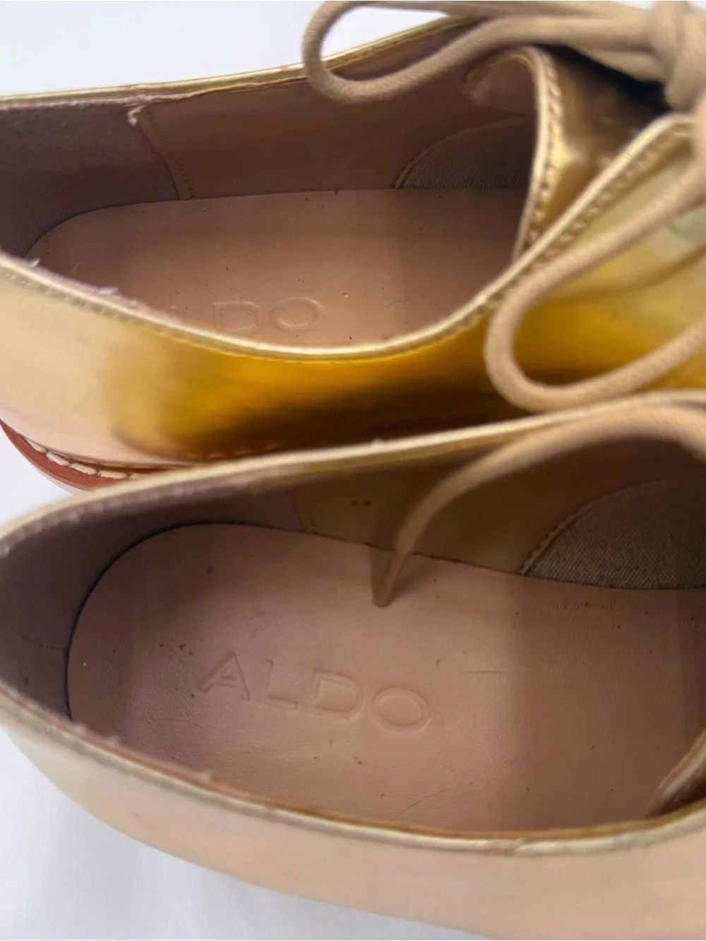 Aldo Gold Metallic Platform Derby Shoes - Women